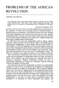 Problems of the African revolution
