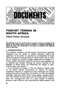 Fascist terror in South Africa: United Nations document