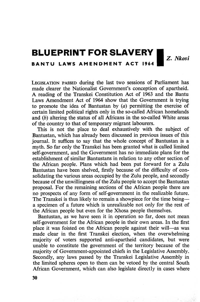 Blueprint for slavery: Bantu Laws Amendment Act 1964