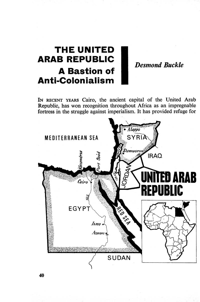 The united Arab Republic: a bastion of anti-colonialism