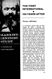 Marxist-Leninist study: The first international - 100 years after