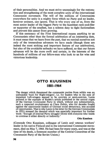 Otto Kuusinen, 1881- 1964