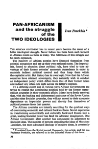 Pan-Africanism and the struggle of two ideologies
