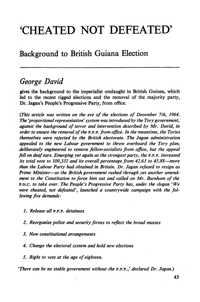 Cheated not defeated: background to the British Guiana election