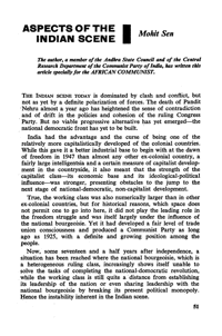 Aspects of the Indian scene