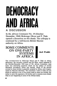 Some comments on one-party systems in Africa