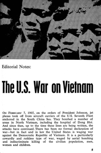 Editorial notes:the U.S. war on Vietnam
