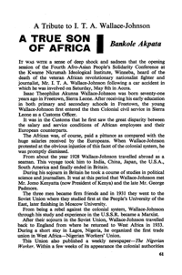 A tribute to I.T.A. Wallace- Johnson: a true son of Africa