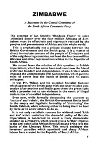 Zimbabwe: a statement by the Central Committee of the South African Communist Party