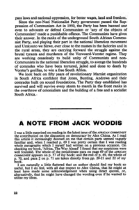 A note from Jack Woddis