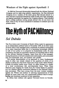 Wreckers of the Fight against Apartheid: The myth of PAC militancy by Sol Dubila