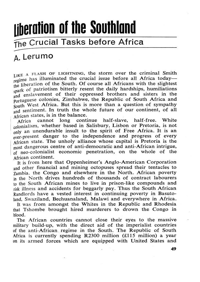 Liberation of the Southland: the crucial tasks before Africa