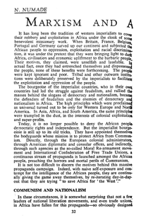 Marxism and African liberation