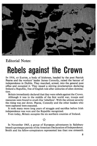 Editorial notes: Rebels against the Crown