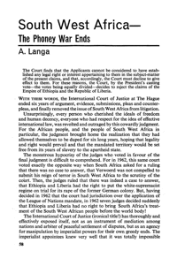 South West Africa: the phoney war ends