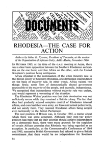Documents: Rhodesia - the case for action