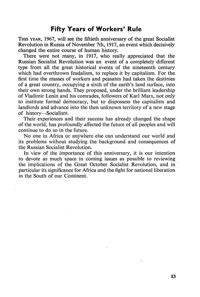 Editorial notes: Fifty years of workers rule
