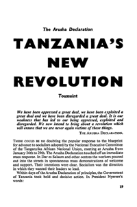 The Arusha Declaration: Tanzanias new revolu