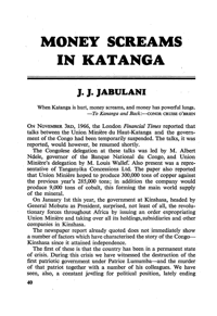 Money screams in Katanga
