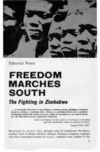 Editorial notes: Freedom marches south- The fighting in Zimbabwe