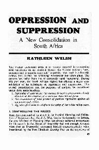 Oppression And Suppression - A New Consolidation in South Africa