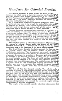 Manifesto for colonial freedom