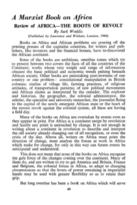 A Marxist book on Africa: Review of Africa - the roots of revolt