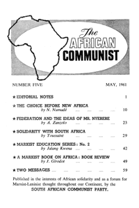 The African Communist Number 5 May 1961