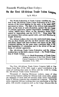 On the first all-African trade union Congress: towards working-class unity