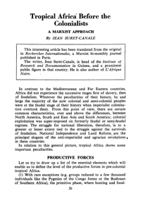Tropical Africa before the colonialists: a Marxist approach