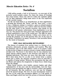 Marxist Education Series No 4: Socialism
