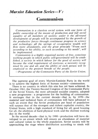 Marxist education series 5: Communism