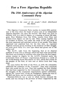 For a free Algerian Republic: the 25th anniversary of the Algerian Communist Party