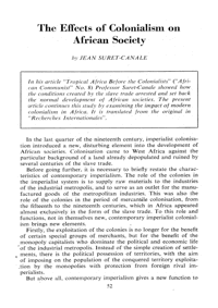 The effects of colonialism on African society