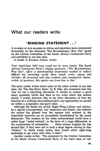 What our readers write