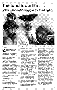 The land is our life ... labour tenants` struggle for land rights