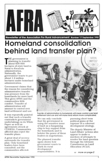 Afra Newsletter Number 17 September 1992