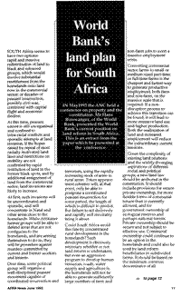 World Banks land plan for South Africa