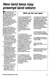 New land laws may preempt land reform