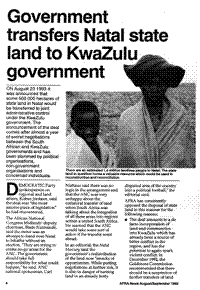 Government transfers Natal state land to KwaZulu government