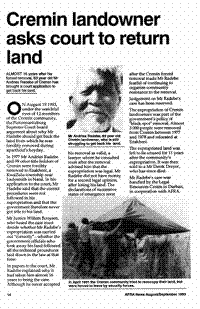 Cremin landowner asks court to return land
