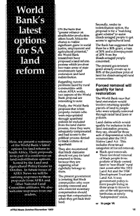World Banks latest options for SA land refor