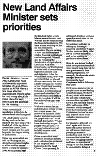 New Land Affairs Minister sets priorities