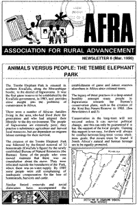 Animals versus people: the Tembe Elephant Park