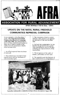Update on the Natal rural freehold communities reprieval campaign