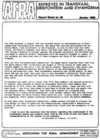 Afra Report Number 28 1986