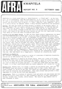 Afra Report Number 5 October 1980