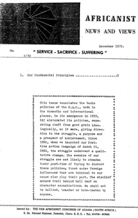 Africanist News and Views December 1972