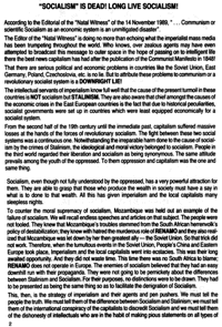 Socialism is dead! Long live socialism!