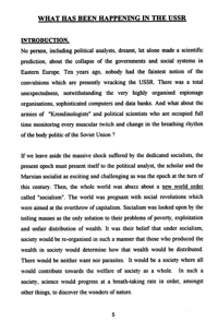 What has been happening in the USSR